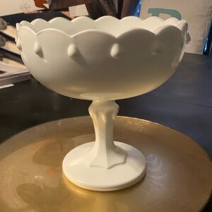 Milk glass compote “Tear drop”